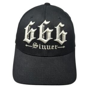 Flexfit Baseball Cap Black M 666 Sinner Red Devil Embroidered Graphic hat
